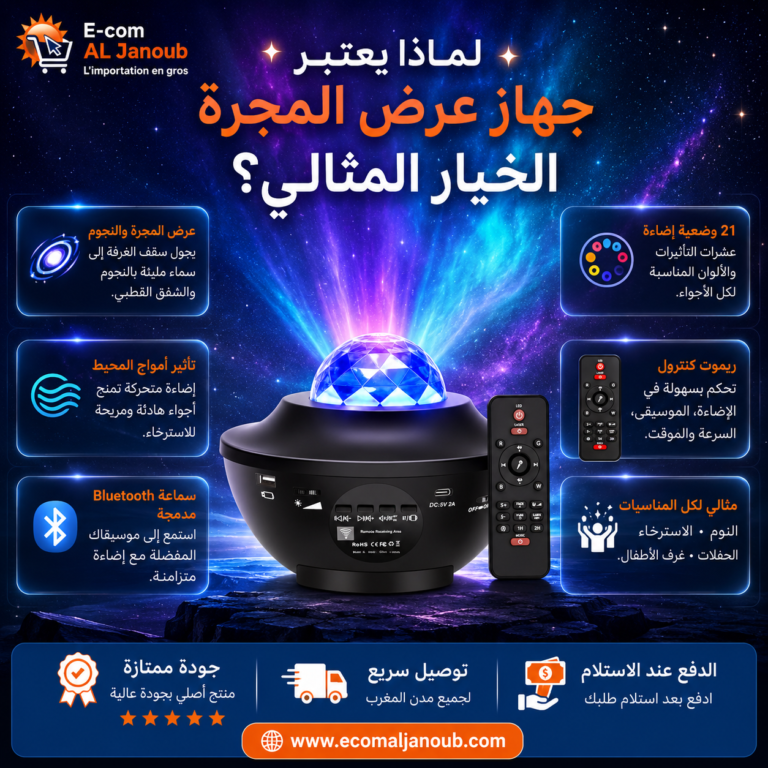 إنفوجرافيك يوضح أهم مميزات جهاز عرض النجوم والمجرة 3 في 1 مع سماعة بلوتوث وريموت كنترول