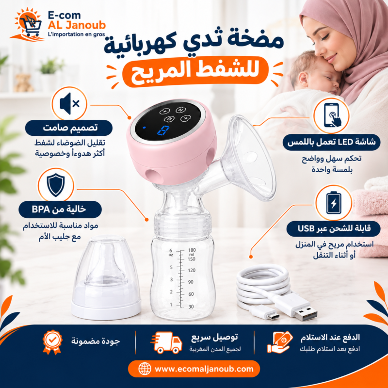 مميزات مضخة الثدي الكهربائية الصامتة القابلة للشحن عبر USB