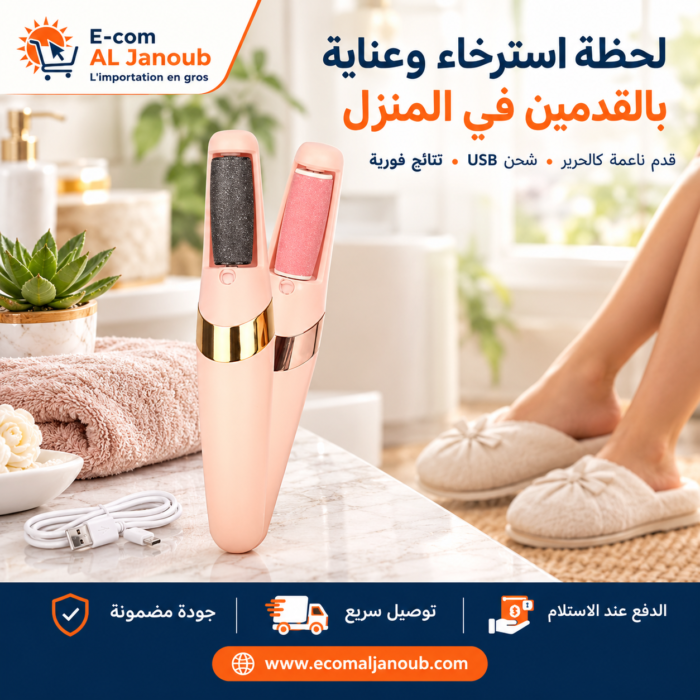جلسة عناية بالقدمين في المنزل باستخدام جهاز إزالة مسامير القدم الكهربائي E-com Al Janoub